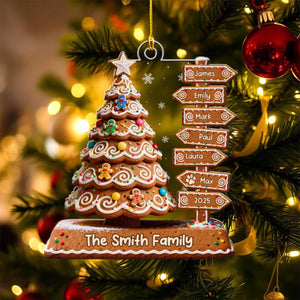 Gingerbread Family Christmas Tree Personalized Acrylic Ornament