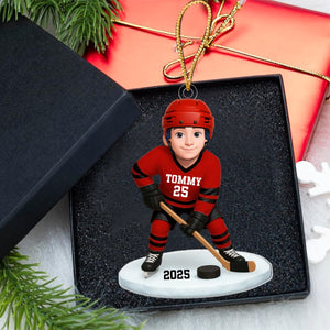 Hockey Girl Boy - Personalized Acrylic Ornament - Christmas Gift for Daughter Son