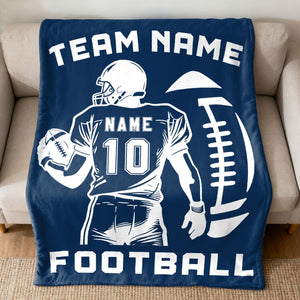 Personalized Football Blanket with Name Jersey Number, Custom Football Throw Blanket