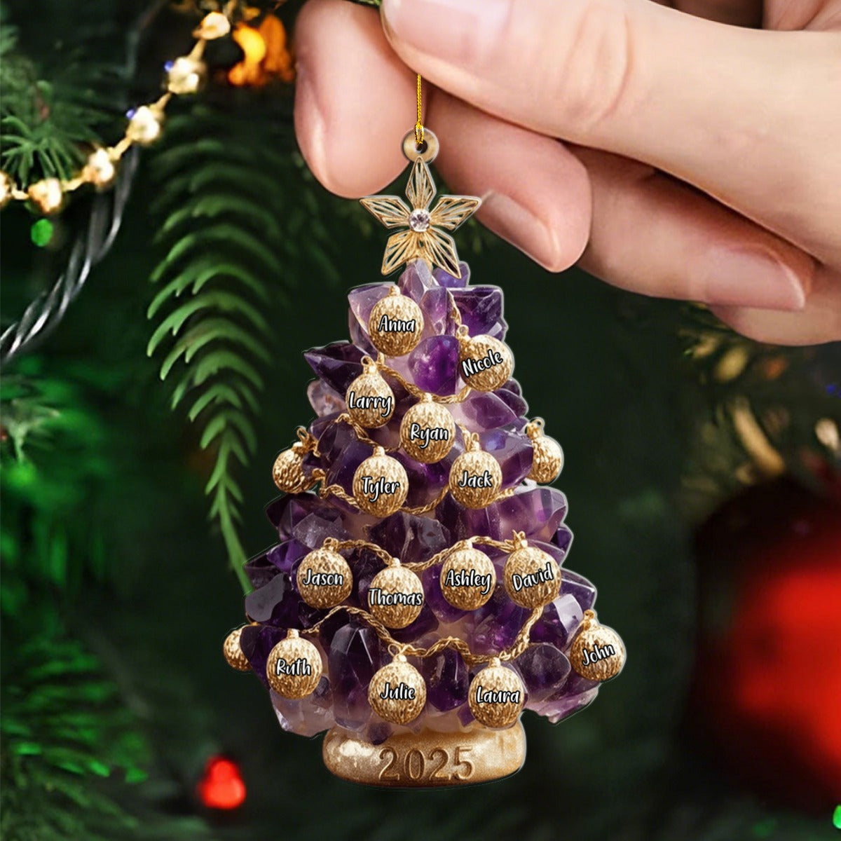 Our Family, Merry Christmas 2025 - Personalized Family Custom Shaped Acrylic Ornament