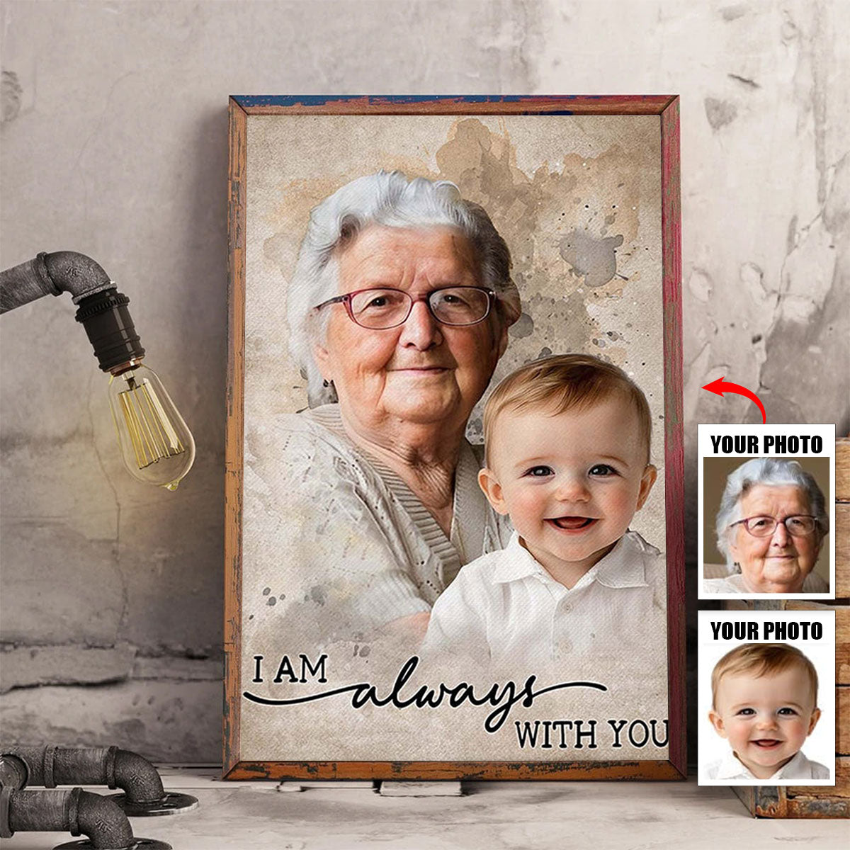 Add Loved One to Photo Custom Canvas Poster - Personalized Memorial Gift for Dad Mom