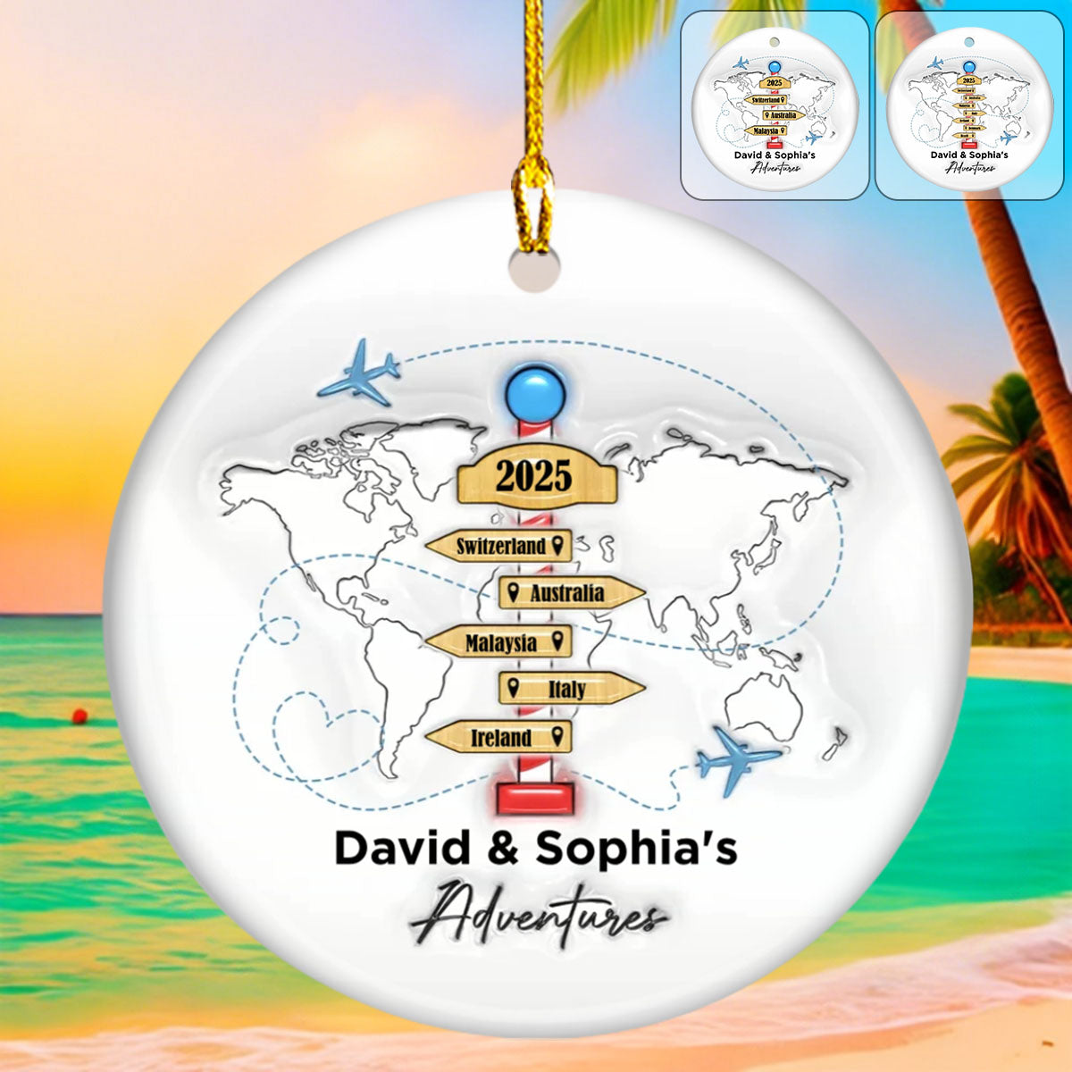 The Destination of All Year Travel Adventure Personalized Ceramic Ornament - Christmas Gift