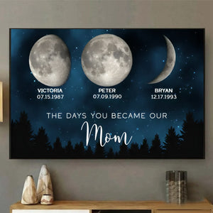 Galaxy Night The Days You Became Our Mom Birthday Moon Phase Personalized Poster, A Heartfelt Gift for Mom’s Birthday
