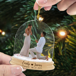 Couple Engagement Personalized Custom Photo Acrylic Ornament, Gift For Couples