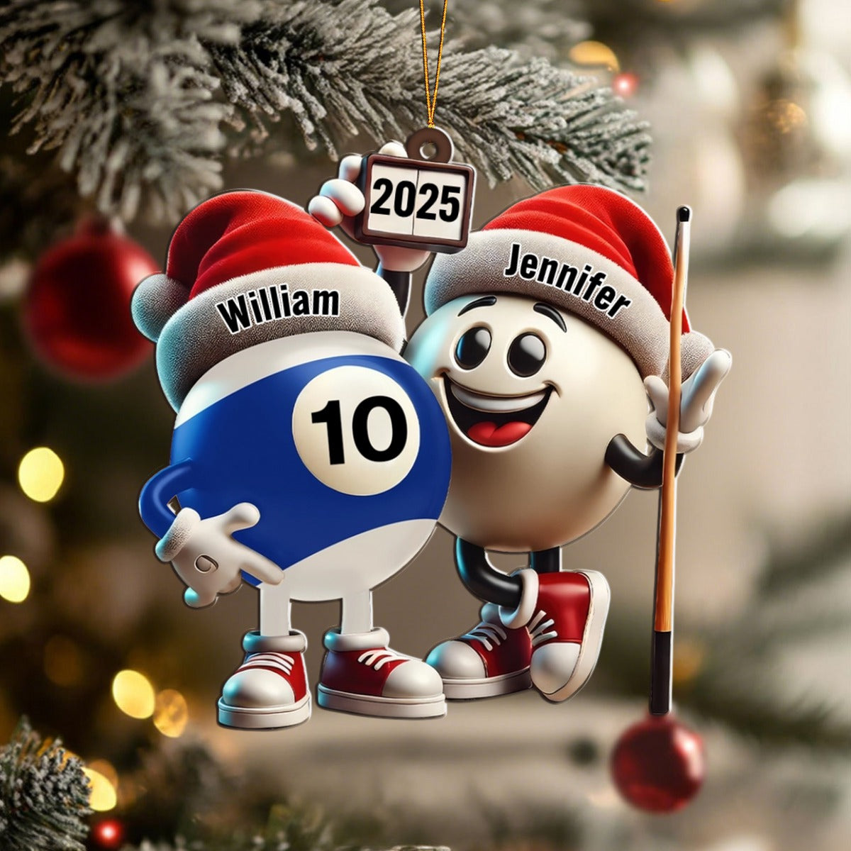Custom Name Billiard Couple Ornament, Billiard Lover Christmas Gift