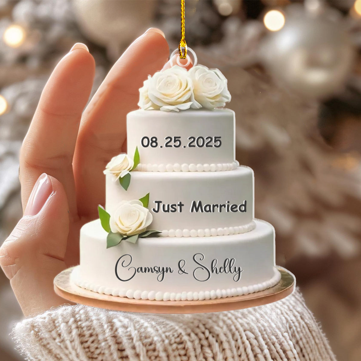 Wedding Cake Personalized Christmas Ornament, Wedding Christmas Ornament