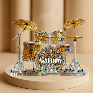 Drum Set Custom Name Stained Glass Effect Acrylic Plaque, Presents For Drummers