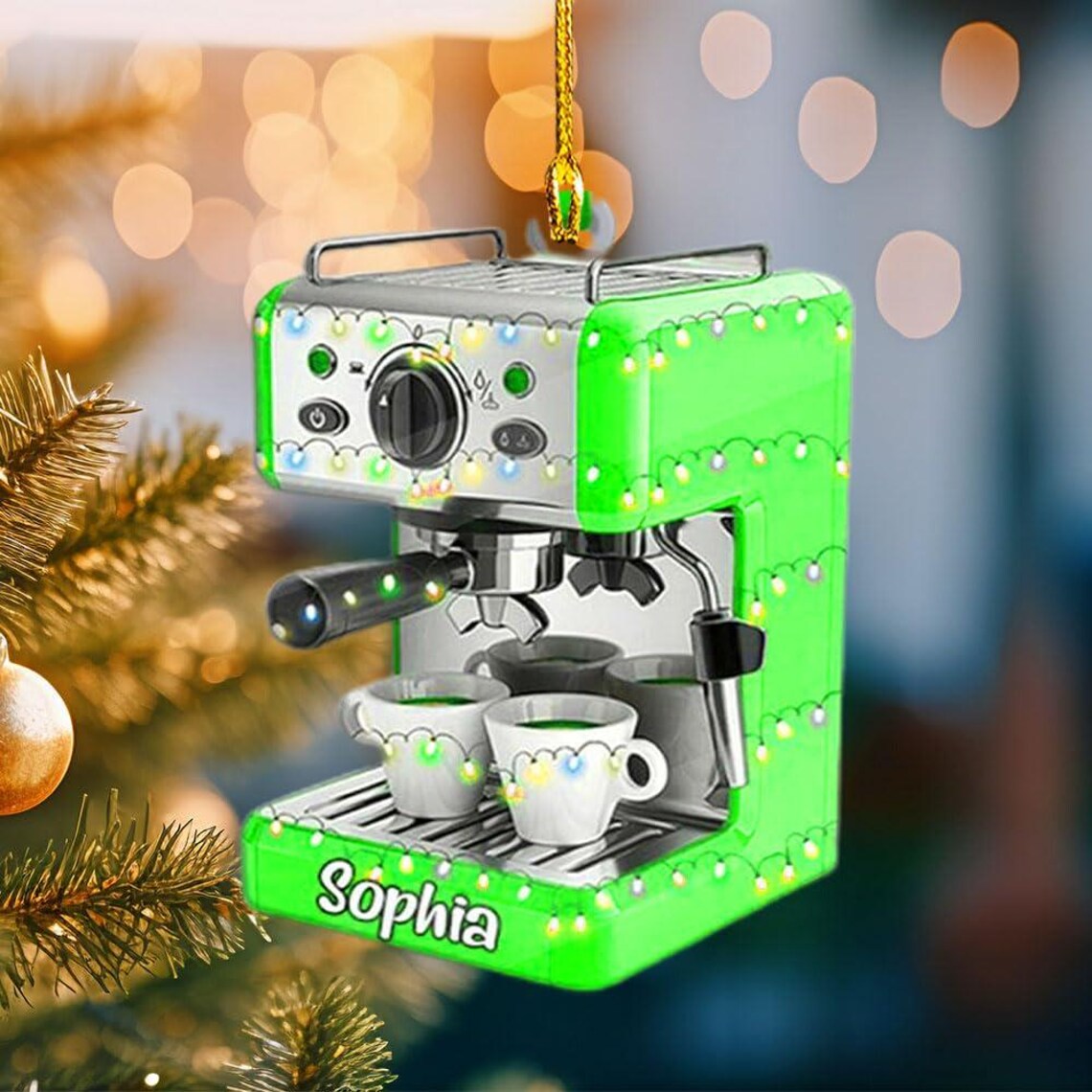 Personalized Coffee Machine Christmas Acrylic Ornament