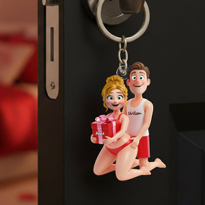 Personalized Playful Couple Acrylic Keychain Gifts For Couples