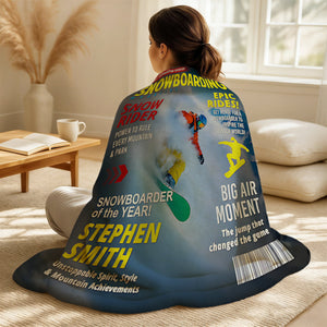 Custom Snowboarding Magazine Cover Blanket– Snowboard Gift, Gift for Snowboard Lovers