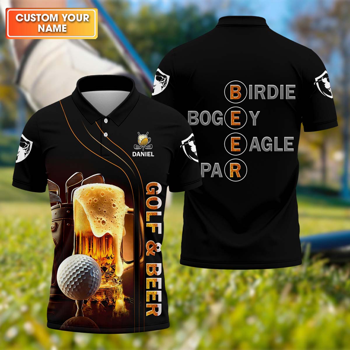 Golf And Beer - Personalized Men's Funny Graphic Golf Polo Shirt