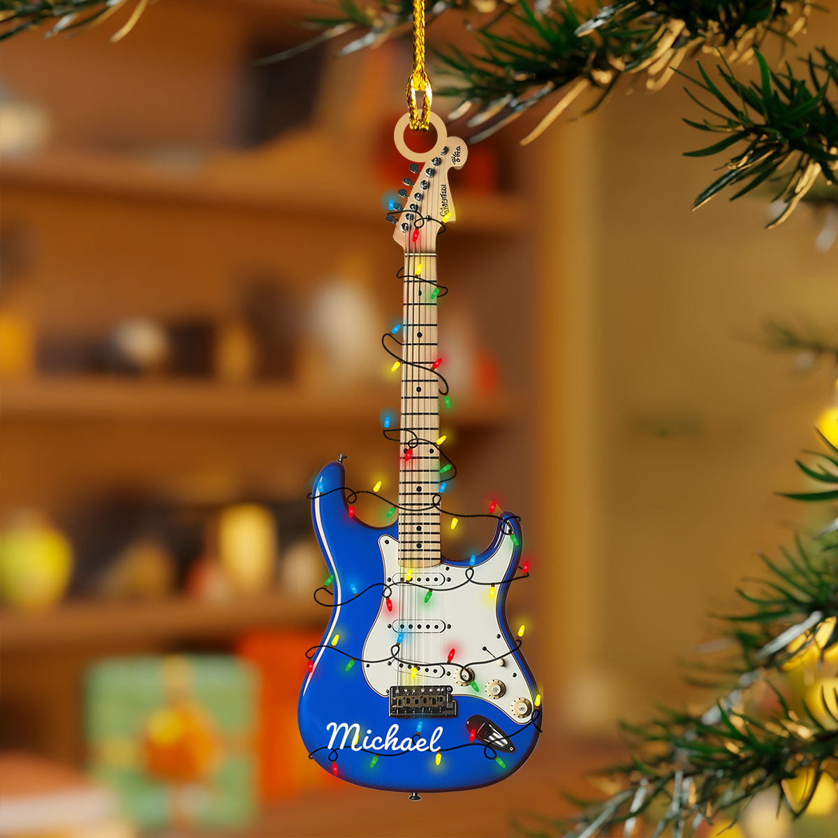 Personalized Electric Guitar Acrylic Christmas Ornament, Gift For Guitar Players