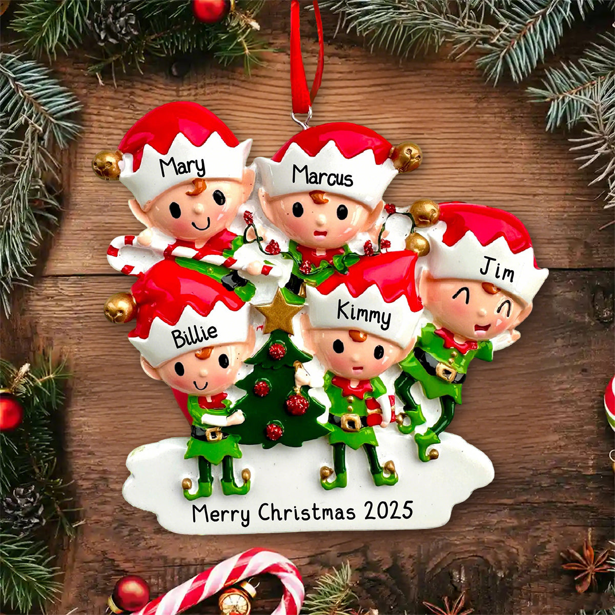 Personalized Elves Elf Family Christmas Ornament