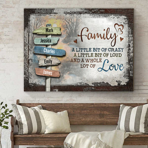 Our Crazy Loud Love - Personalized Family Vintage Sunset Canvas Poster