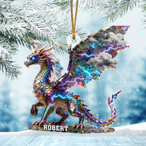Lightning Dragon Crystal Effect Personalized Acrylic Ornament, Dragon Lover Christmas Present Ideas, Xmas Fantasy Decor