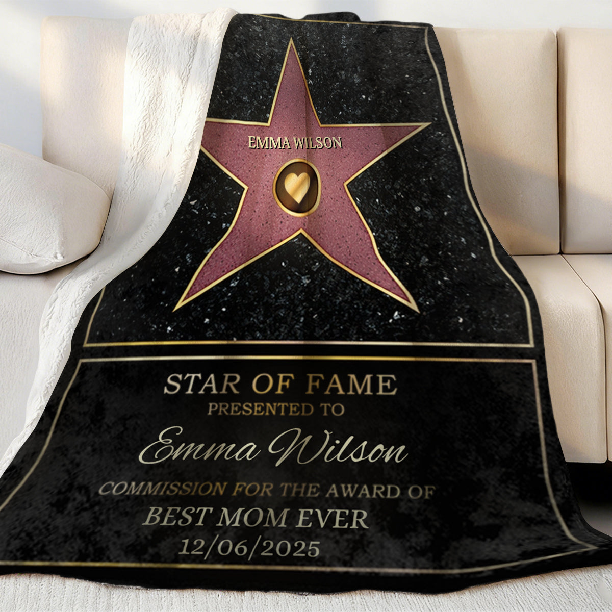 Mom Star Of Fame - Family Personalized Custom Blanket Gift for Mom