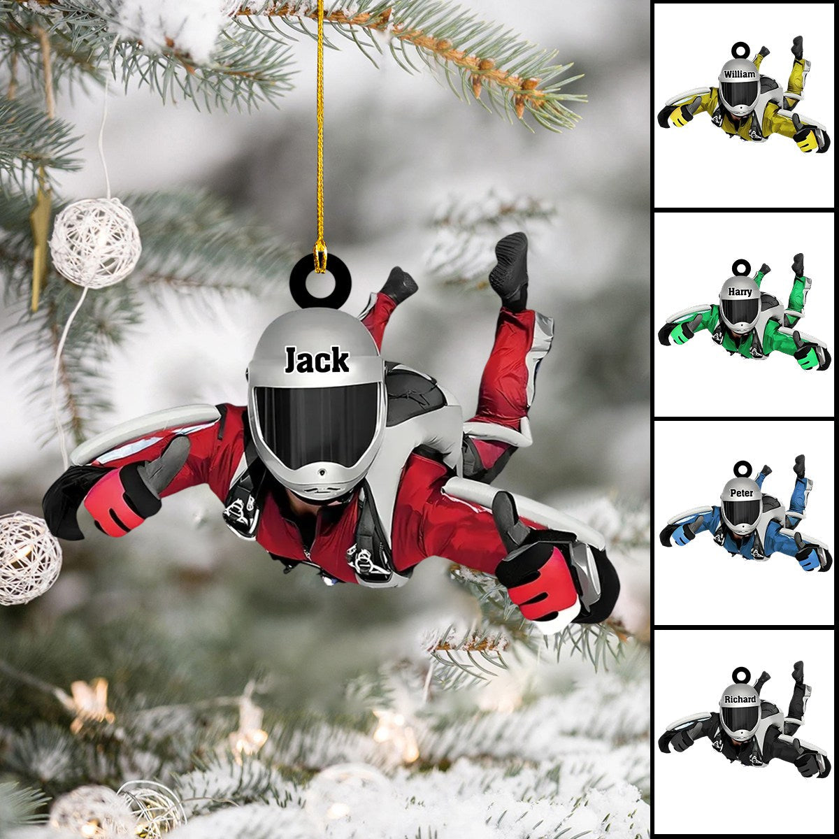 Skydiving Girl, Skydiving Boy Personalized Ornament, Christmas Gift For Skydiving Lovers