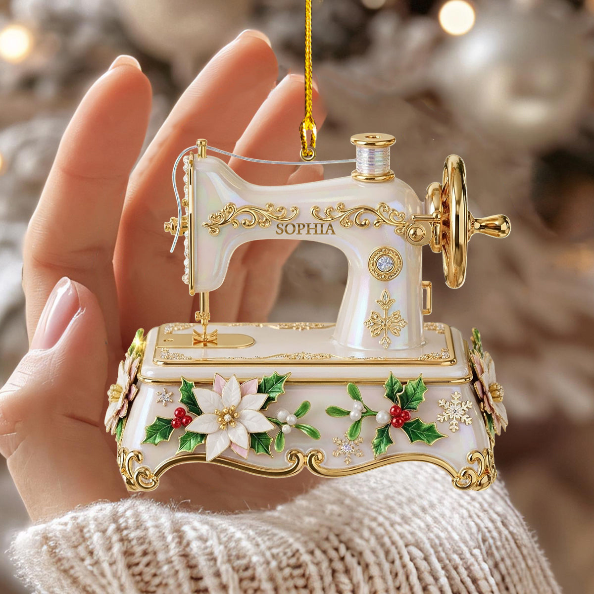 Custom Name Sewing Machine Ornament - Personalized Gifts For Sewing Lovers