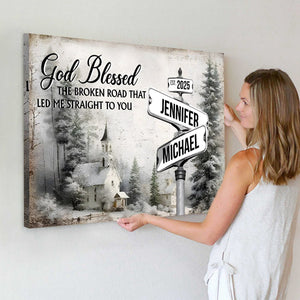 Classic Crossroad of Love - Custom Anniversary Personalized Couple Canvas Poster