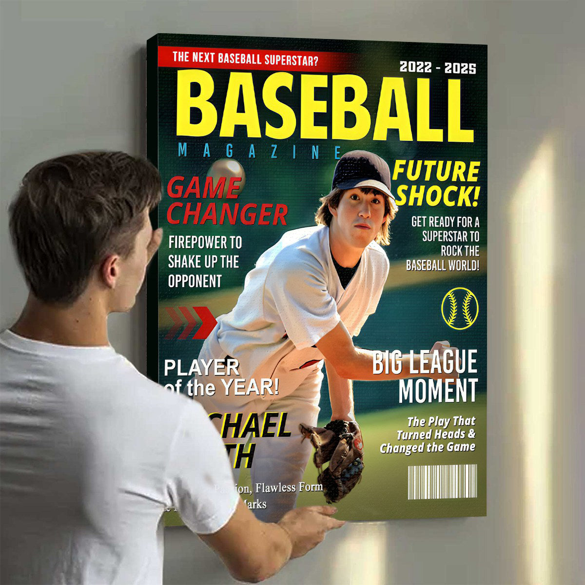 Personalized  Custom Baseball Magazine Cover Canvas, Graduation Gifts for Baseball Player