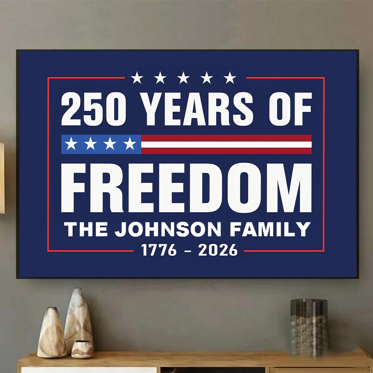 Custom Family Name 250 Years Of Freedom 1776-2026 4th Of July Personalized Canvas Poster