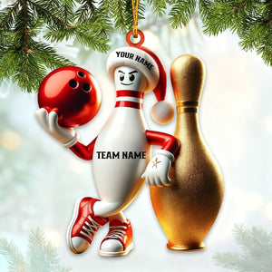 Custom Name Bowling Personalized Acrylic Ornament Christmas Gift for Bowling Lover