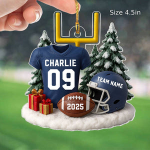 Proud American Football Player Uniform - Personalized Acrylic Ornament - Gift For Football Lovers, Football Team