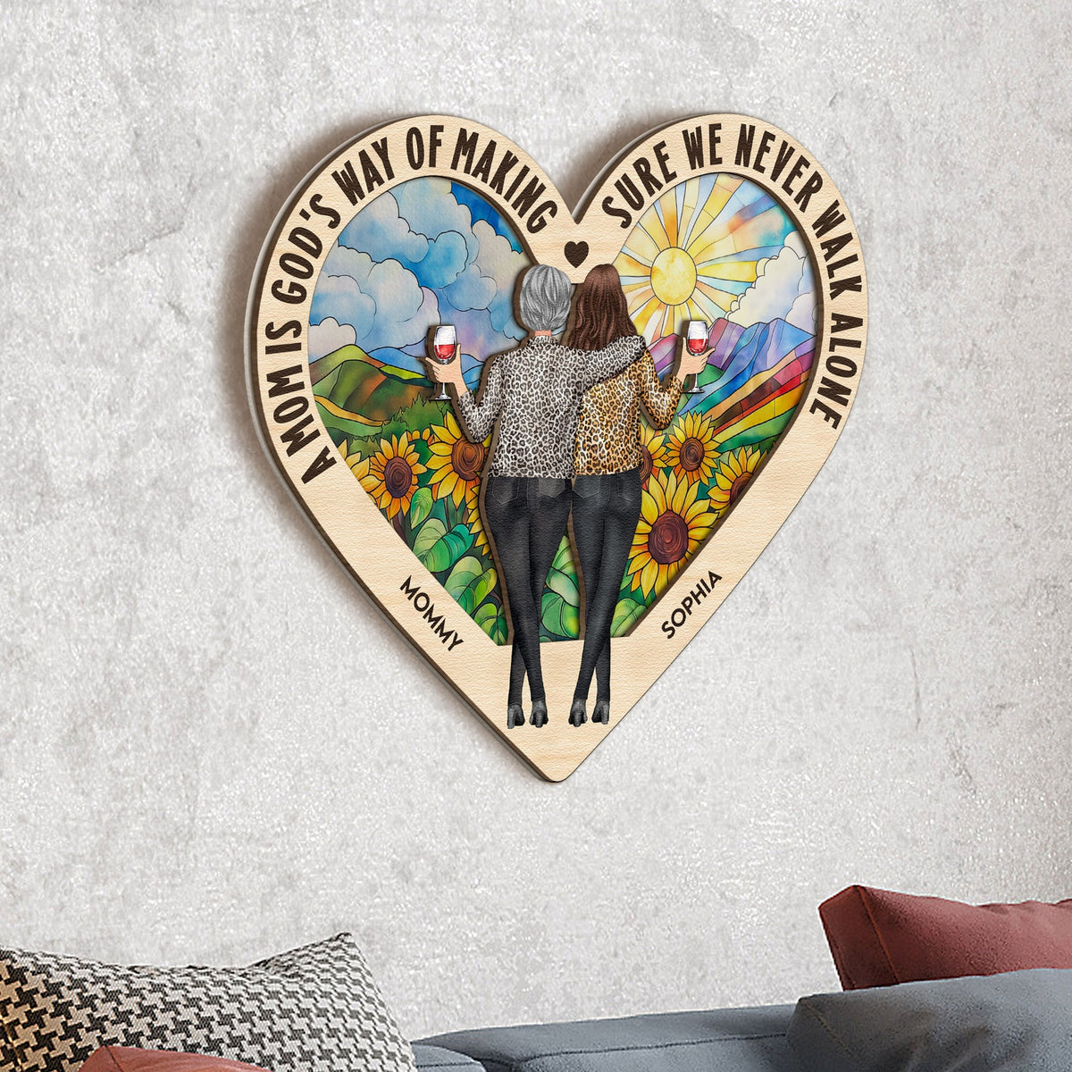 Mother And Daughter Forever Linked Together - Personalized Wood And Acrylic Wood Sign