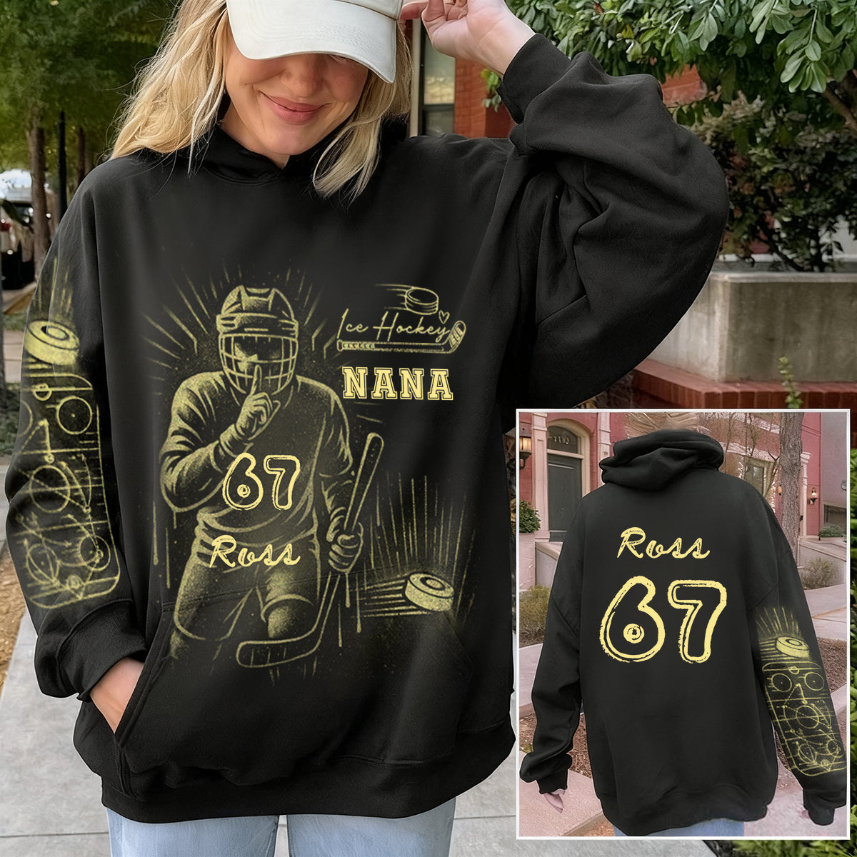 Bleach Style Ice Hockey Hoodie - Personalized Hoodie For Ice Hockey Mom