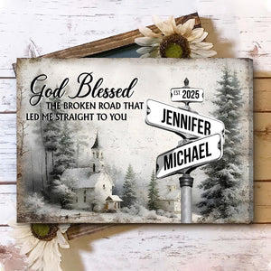 Classic Crossroad of Love - Custom Anniversary Personalized Couple Canvas Poster