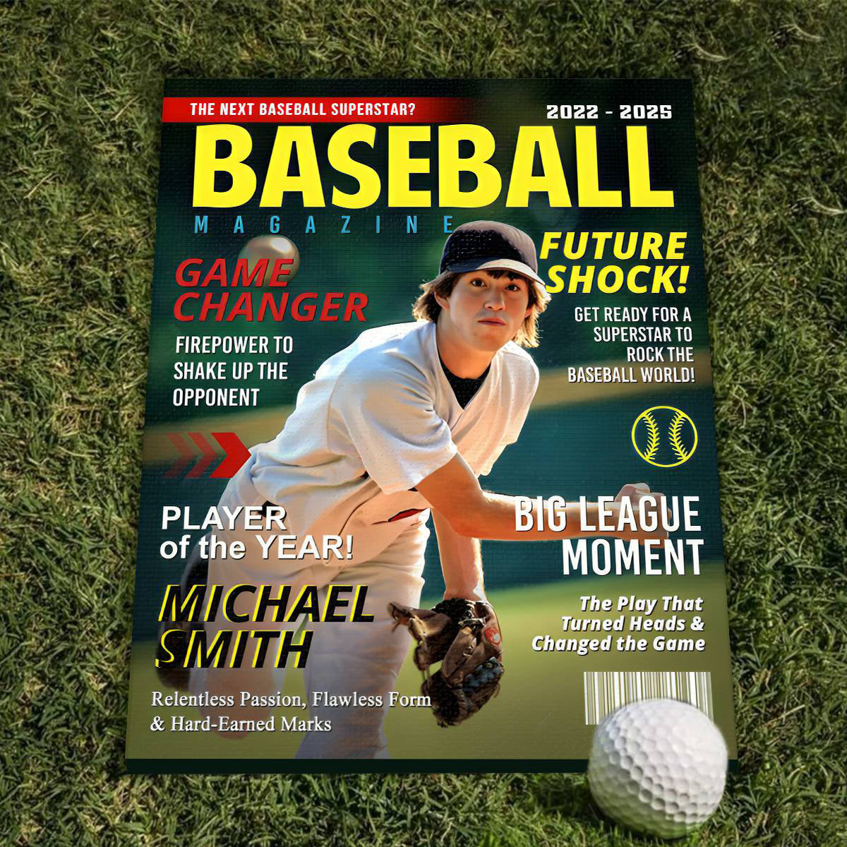 Personalized  Custom Baseball Magazine Cover Canvas, Graduation Gifts for Baseball Player