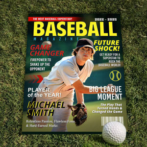 Personalized  Custom Baseball Magazine Cover Canvas, Graduation Gifts for Baseball Player