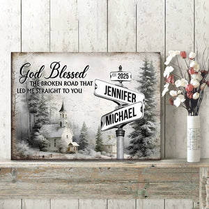 Classic Crossroad of Love - Custom Anniversary Personalized Couple Canvas Poster