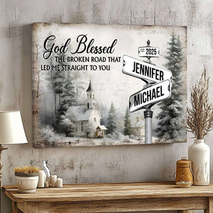 Classic Crossroad of Love - Custom Anniversary Personalized Couple Canvas Poster