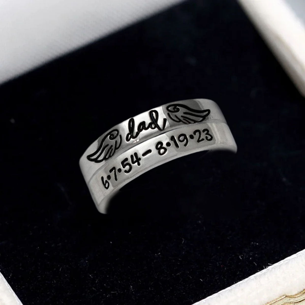 Personalized Wings Memorial Rings Set of 2 Stacking Ring