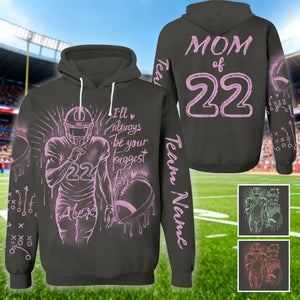 I'll Always Your Biggest Fan - Personalized Bleach Style Football Hoodie For Football Mom