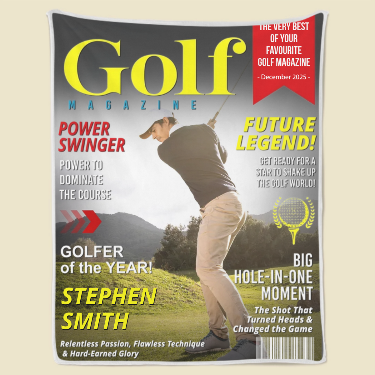 Personalized Custom Golf Magazine Cover Blanket, Golf Gift, Unique Gift for Golf Lovers, Gifts for Golf Coach