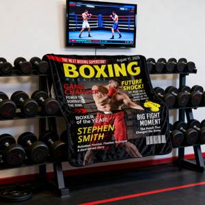 Personalized Boxing Magazine Cover Blanket Boxing Gifts, Boxing Retirement Gift, Boxing Coach Gift, Boxing Lover Gift