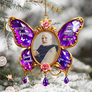 Butterflies Appear When Angels Are Near Memorial Personalized Acrylic Ornament