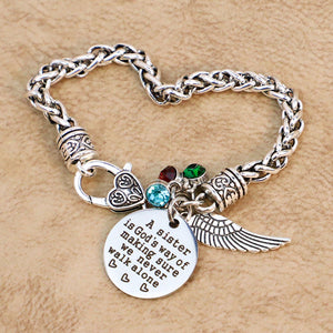 A sister is a god's way Personalized Antique Silver Bracelet