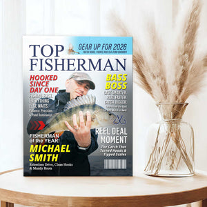 Custom Fishing Magazine Cover, Personalized Fishing Gifts for Men, Fly Fishing Gifts for Him, Fishing Dad Gift, Angler Funny Fisherman Gift
