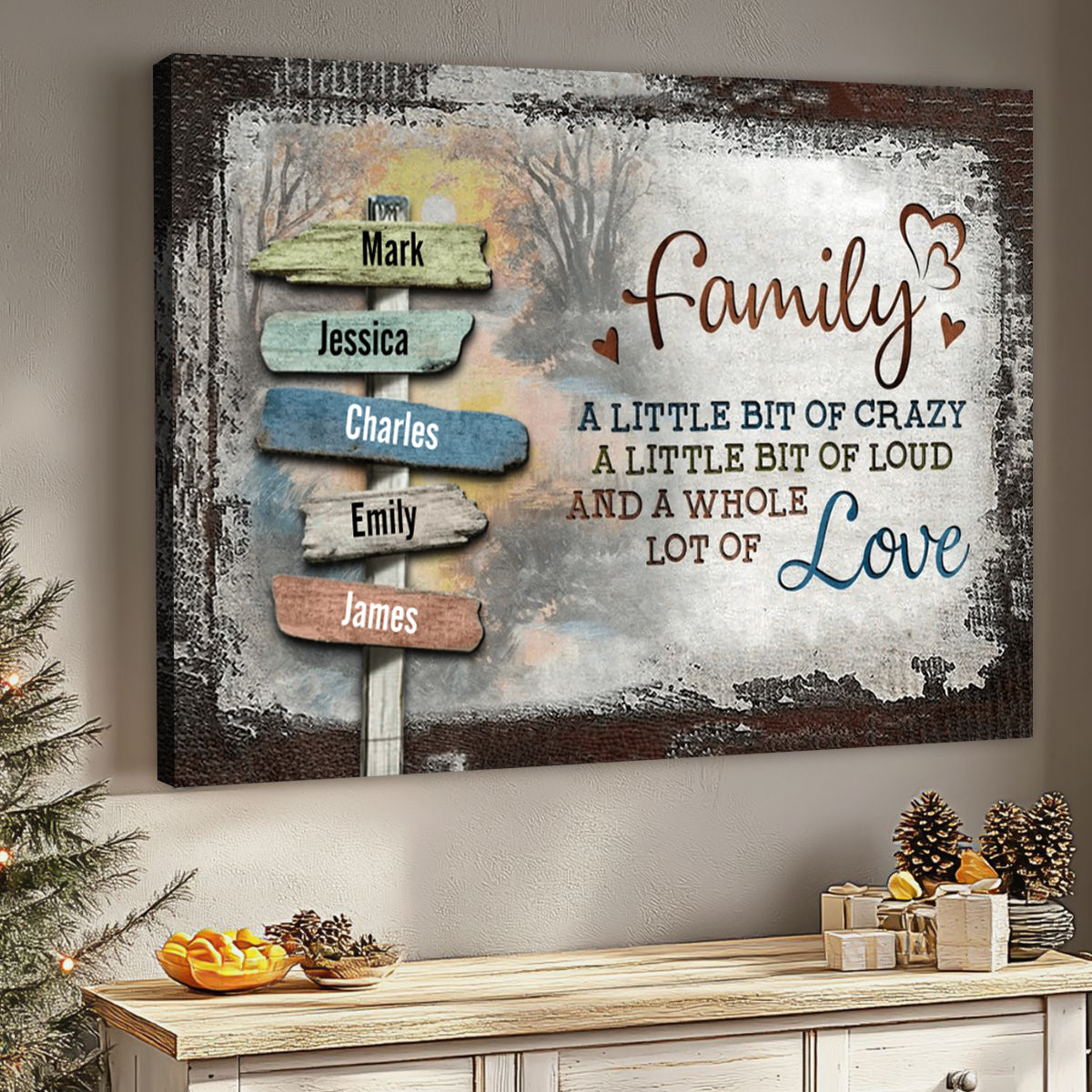 Our Crazy Loud Love - Personalized Family Vintage Sunset Canvas Poster