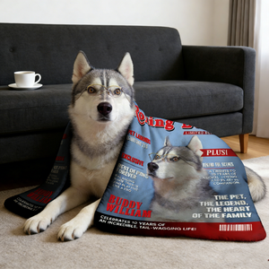 Pet  Magazine Cover Blanket, Custom Pet Portrait Photo Blanket, Personalized Dog Lover Gift