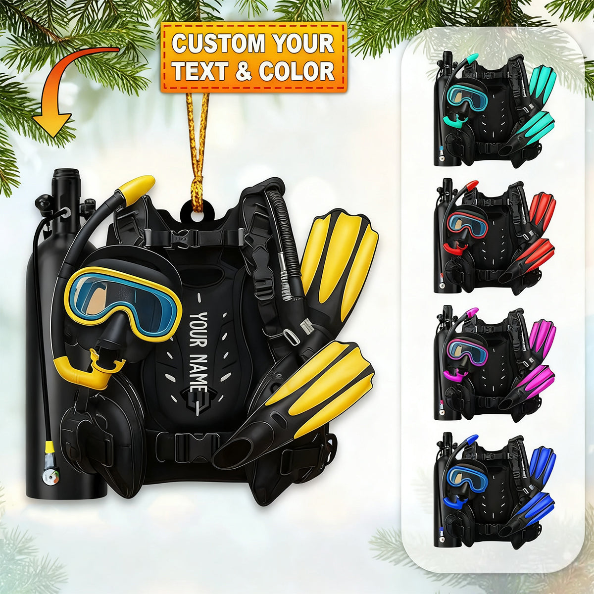 Diving Lover, Home Decor, Christmas Ornament, Personalized Ornament