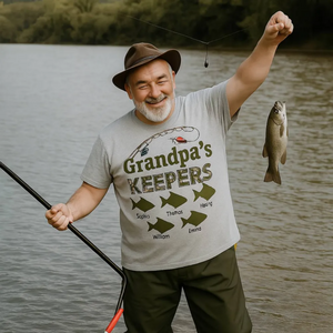 Grandpa‘s Keepers Camouflage Pattern Fishing Personalized Pure Cotton T-Shirt