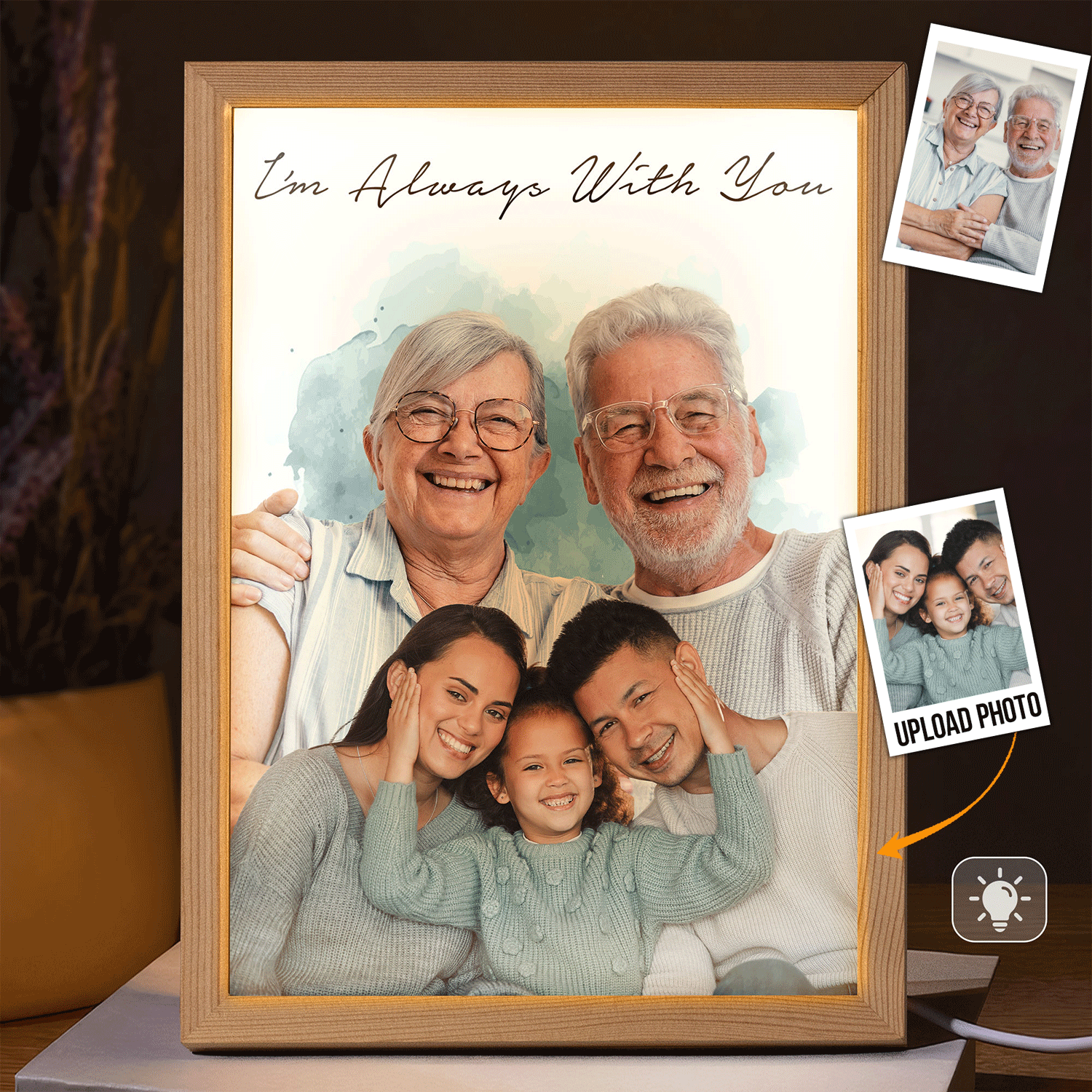 We're Always With You Personalized Light Up Photo Frame