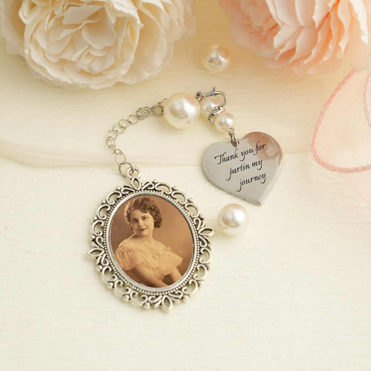 Personalized Photo Charm for Bridal Memorial Bouquet Charm Pendant