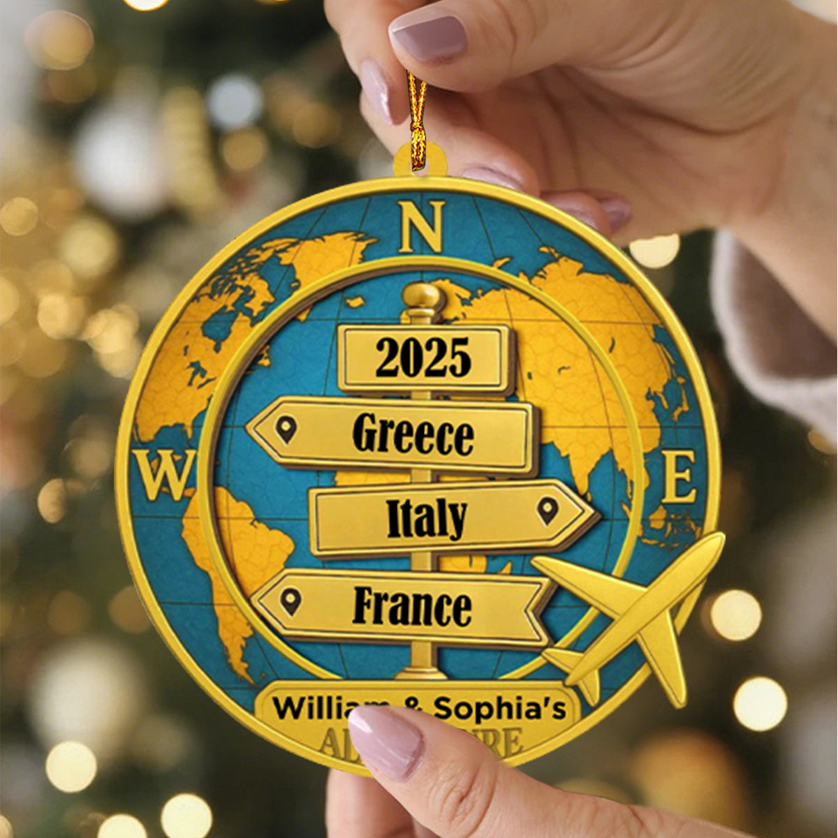 Destinations Of 2025 Personalized Double Layer Wood Ornament, Gift For Travel Enthusiasts
