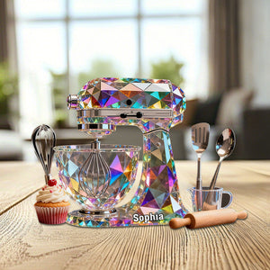 Dough Mixer Machine Custom Name Stained Glass Effect Acrylic Plaque, Gifts For Baking Lovers