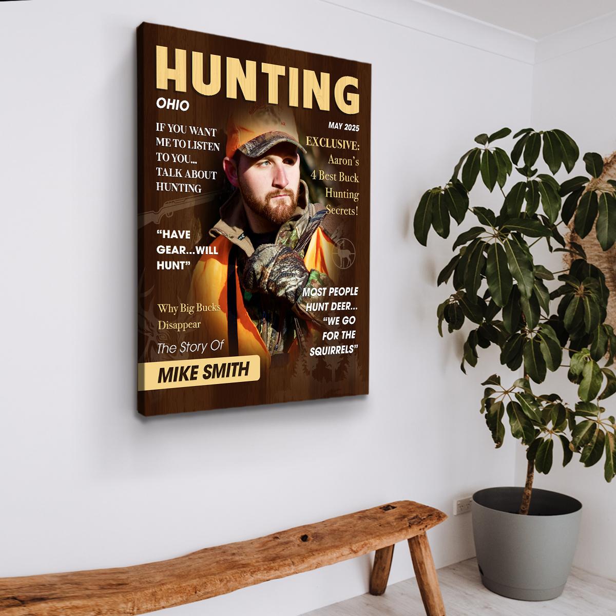 Personalized Hunter Magazine Cover Canvas Poster Custom Gift For Hunter, Hunting Gift For Man